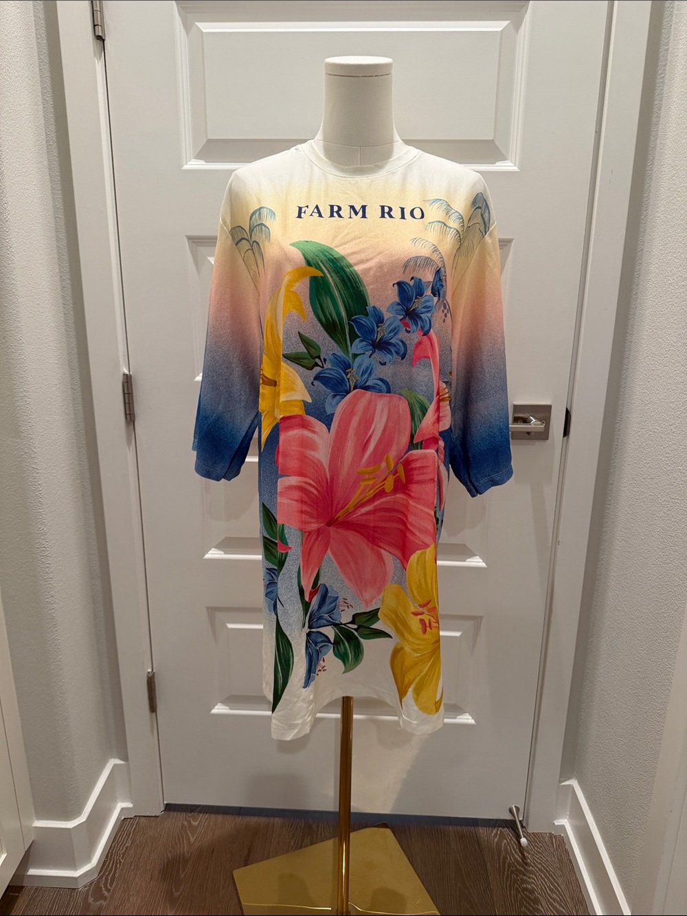 FARM Rio Pink & Yellow Floral Shirt Dress Size S - Picture 4 of 7